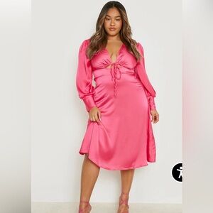 Boohoo Vibrant Pink Satin Dress
